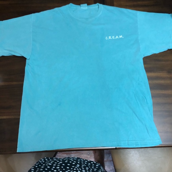 Oversized tee- worn wash teal C.R.E.A.M. Logo - Picture 2 of 3